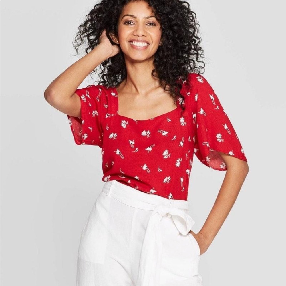 Red Floral Top